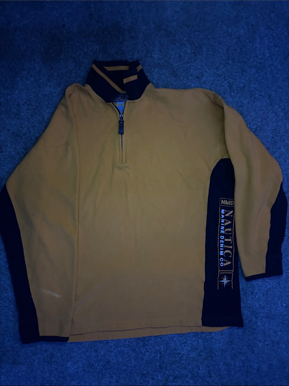 Nautica marine denim Men's Half-Zip Sweater